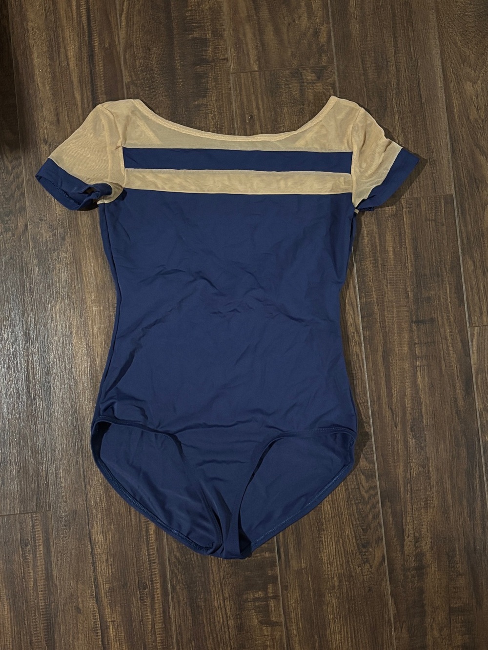 Natalie Dancewear Navy and Cream Short-Sleeve Leotard